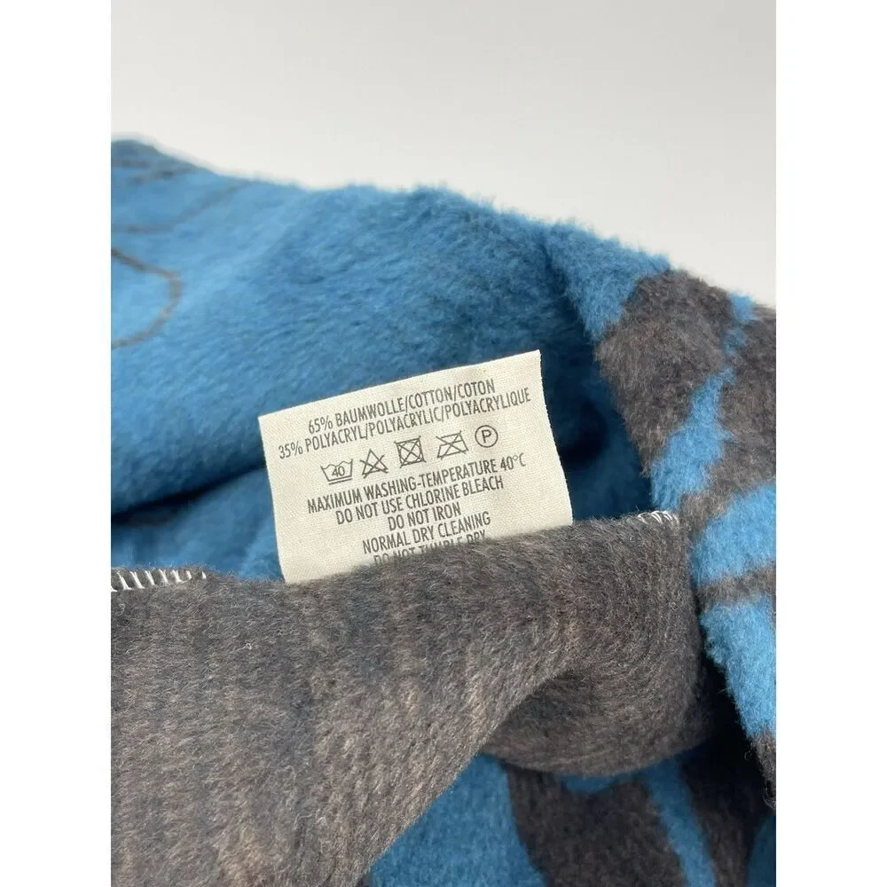 NWT David Fussenger Blue Brown Square Botanical Pillow Cover 60cm 24” Super Soft